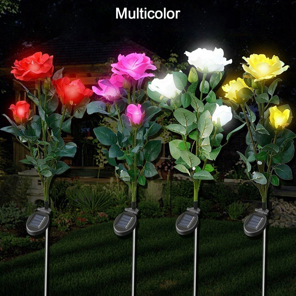 Garden Solar Outdoor Rose Lights Decorative Holiday Decoration (2 Pcs Set)